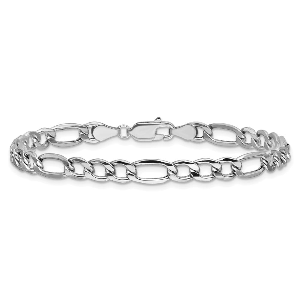 14k White Gold 5.75mm Semi-Solid Figaro Chain - Product Photo