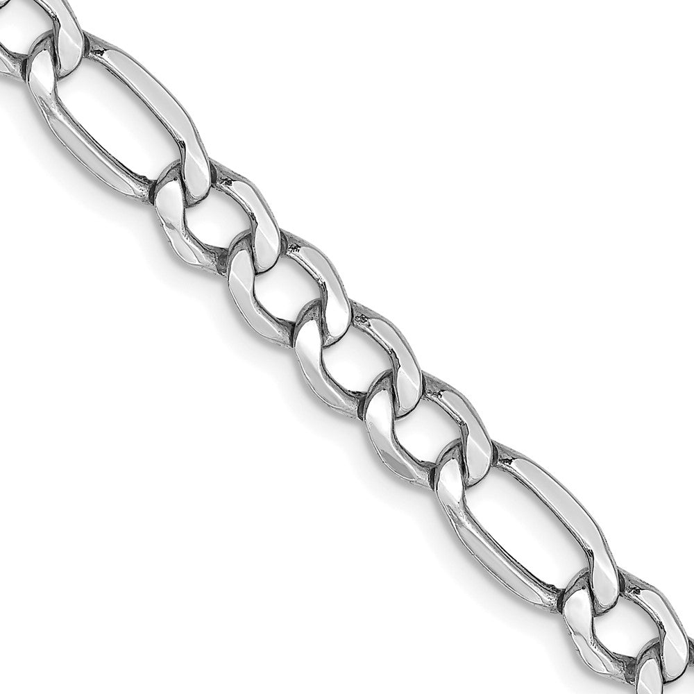 14k White Gold 5.75mm Semi-Solid Figaro Chain - Product Photo