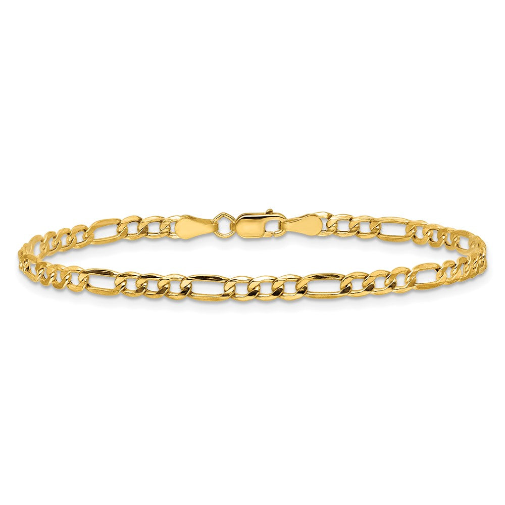 14k 3.5mm Semi-Solid Figaro Chain Anklet - Product Photo