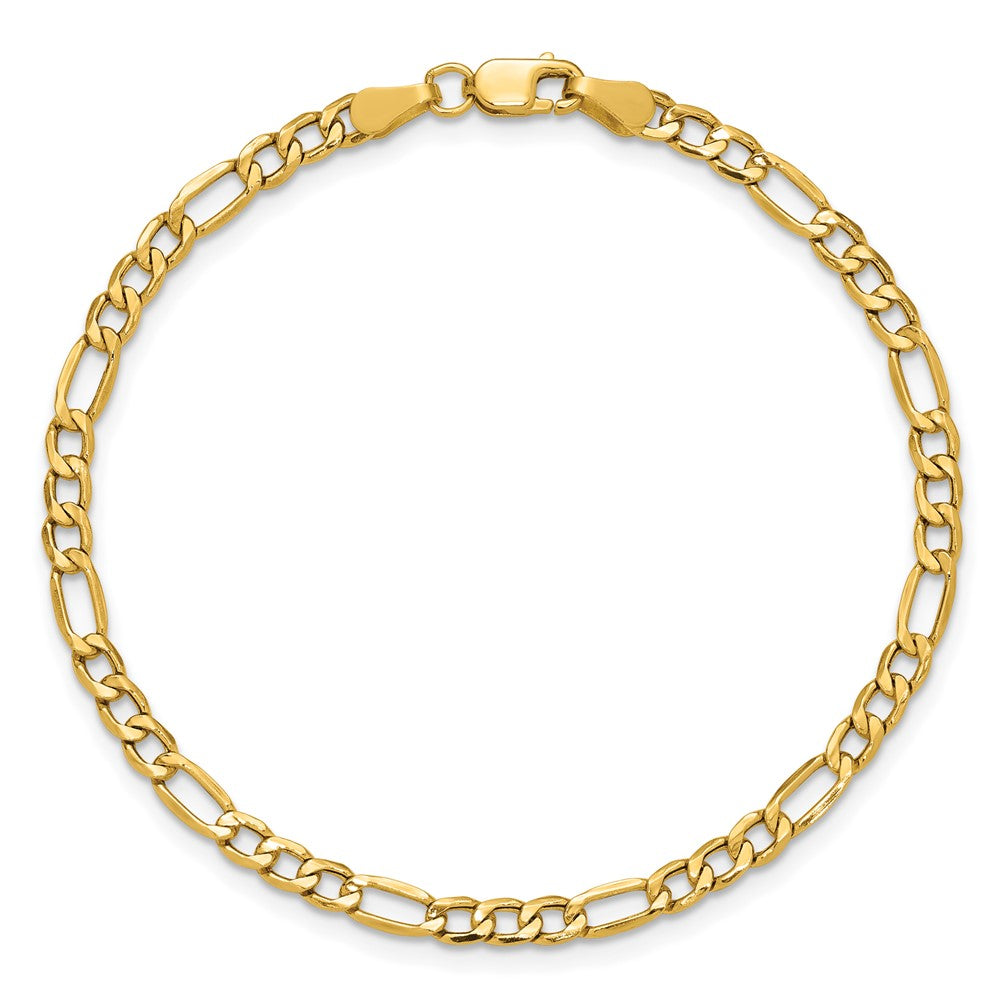 14k 3.5mm Semi-Solid Figaro Chain Anklet - Product Photo