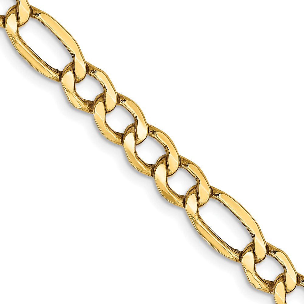14K Yellow Gold 5.75mm Semi-Solid Figaro Chain Necklace 16"-26"