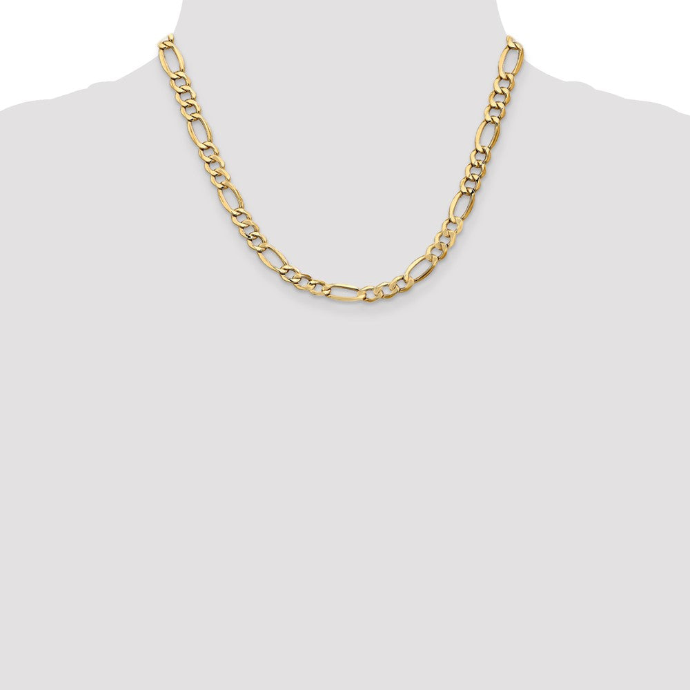 14k 7.3mm Semi-Solid Figaro Chain - Product Photo