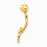 14K Yellow Gold 14 Gauge Dragonfly CZ Belly/Navel Ring Body Jewelry - Product Photo