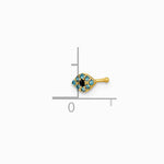 14K Yellow Gold 20 Gauge Polished Blue CZ Evil Eye Nose Stud - Product Photo