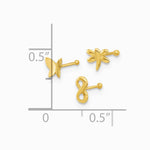 14K Yellow Gold 22 Gauge Pol. Infinity Symbol, Dragonfly and Butterfly Nose Stud - Product Photo