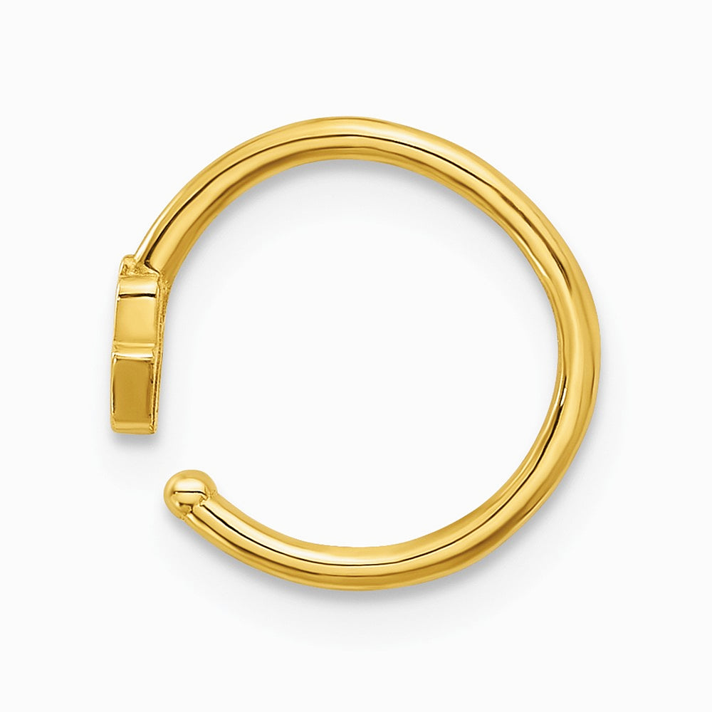 14K Yellow Gold 20 Gauge Polished CZ Hamsa Nose Ring - Product Photo