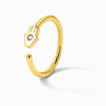 14K Yellow Gold 20 Gauge Polished CZ Hamsa Nose Ring - Product Photo