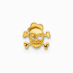14K Yellow Gold 18 Gauge Skull and Crossbones Screwback Cartilage Body Jewelry - Product Photo