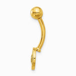 14K Yellow Gold 14 Gauge Polished Multi-color CZ Evil Eye Navel/Belly Ring - Product Photo