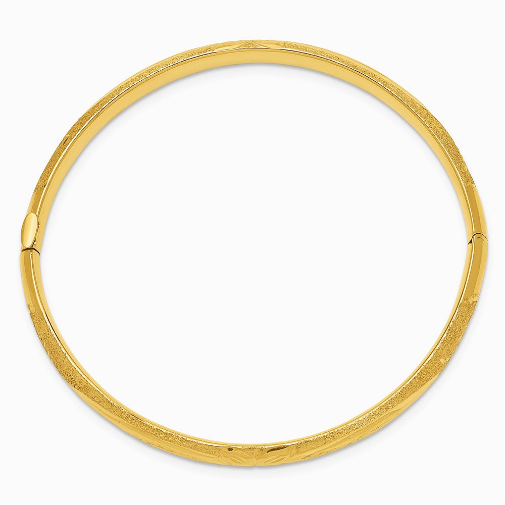 14K Yellow Gold Florentine Hinged Baby Bangle - Product Photo