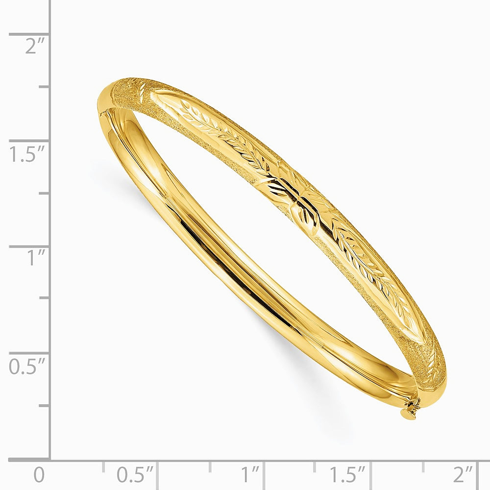 14K Yellow Gold Florentine Hinged Baby Bangle - Product Photo