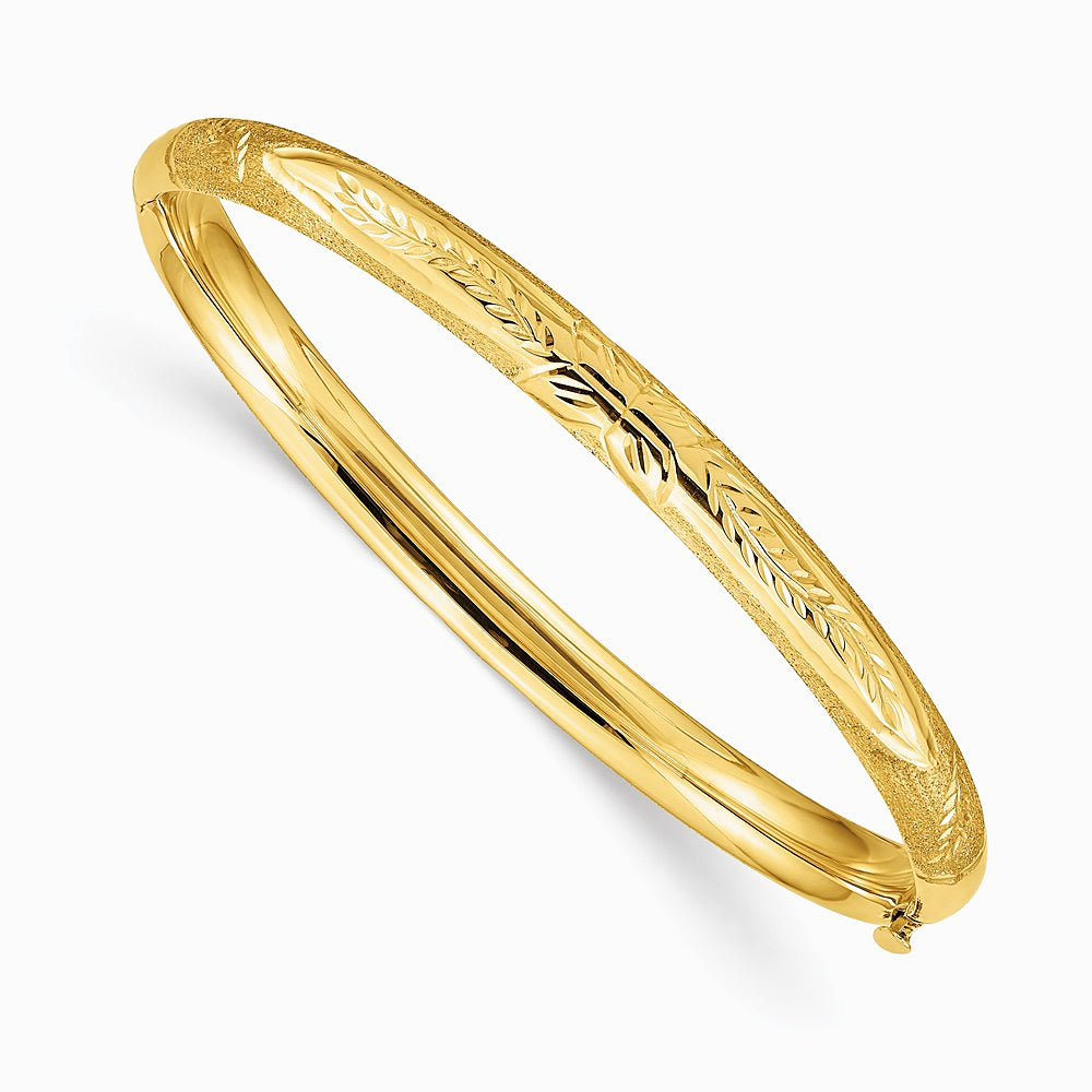 14K Yellow Gold Florentine Hinged Baby Bangle