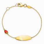 14K Yellow Gold Enameled Strawberry Baby ID 5.5in w/.5 in Ext Bracelet - Product Photo