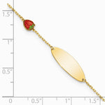 14K Yellow Gold Enameled Strawberry Baby ID 5.5in w/.5 in Ext Bracelet - Product Photo