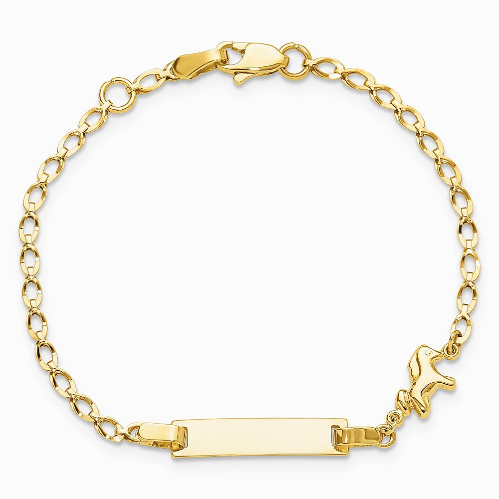 14K Yellow Gold Polished Horse / Pony Children's ID Bracelet - Product Photo