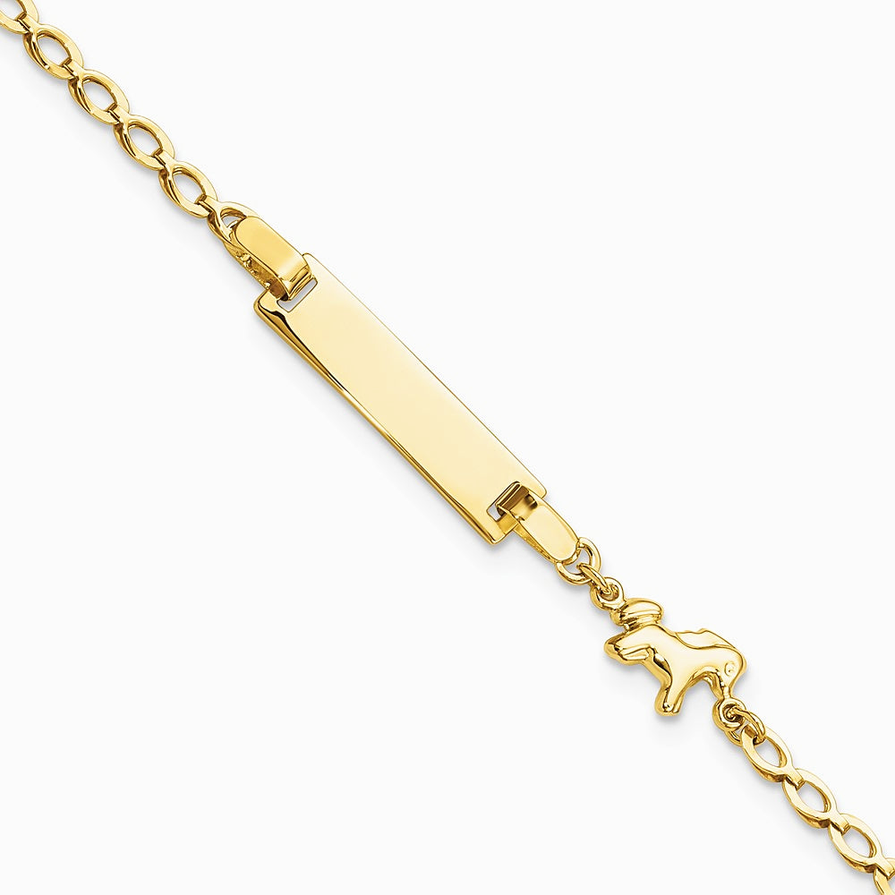 14K Yellow Gold Polished Horse / Pony Children's ID Bracelet - Product Photo