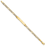 14K Yellow & Rhodium with Rhodium Children's Pavé Figaro Link ID Bracelet - Product Photo