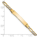14K Yellow & Rhodium with Rhodium Children's Pavé Figaro Link ID Bracelet - Product Photo