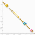 14K Yellow Gold Children's Enameled Butterflies w/.5in ext. ID Bracelet - Product Photo