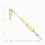 14K Two-tone Baby Polished and Textured Cross with 1in ext. ID Bracelet - Product Photo