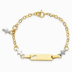 14K Two-tone Baby Polished and Textured Cross with 1in ext. ID Bracelet - Product Photo