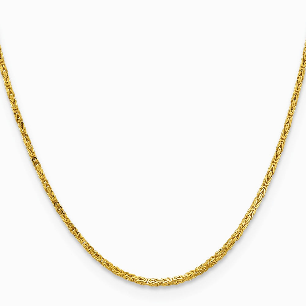 14K Yellow Gold 2 mm Byzantine Chain Necklace 16"-30" - Product Photo