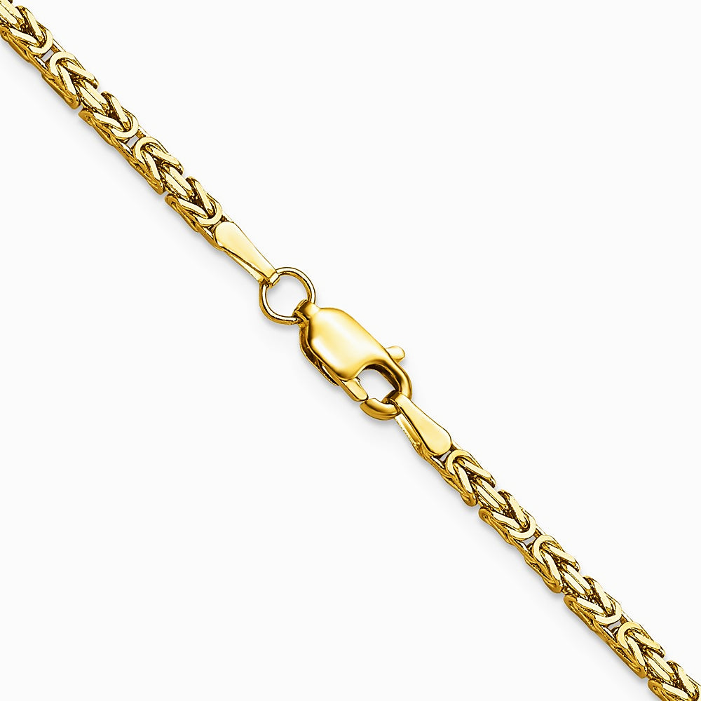 14K Yellow Gold 2 mm Byzantine Chain Necklace 16"-30" - Product Photo