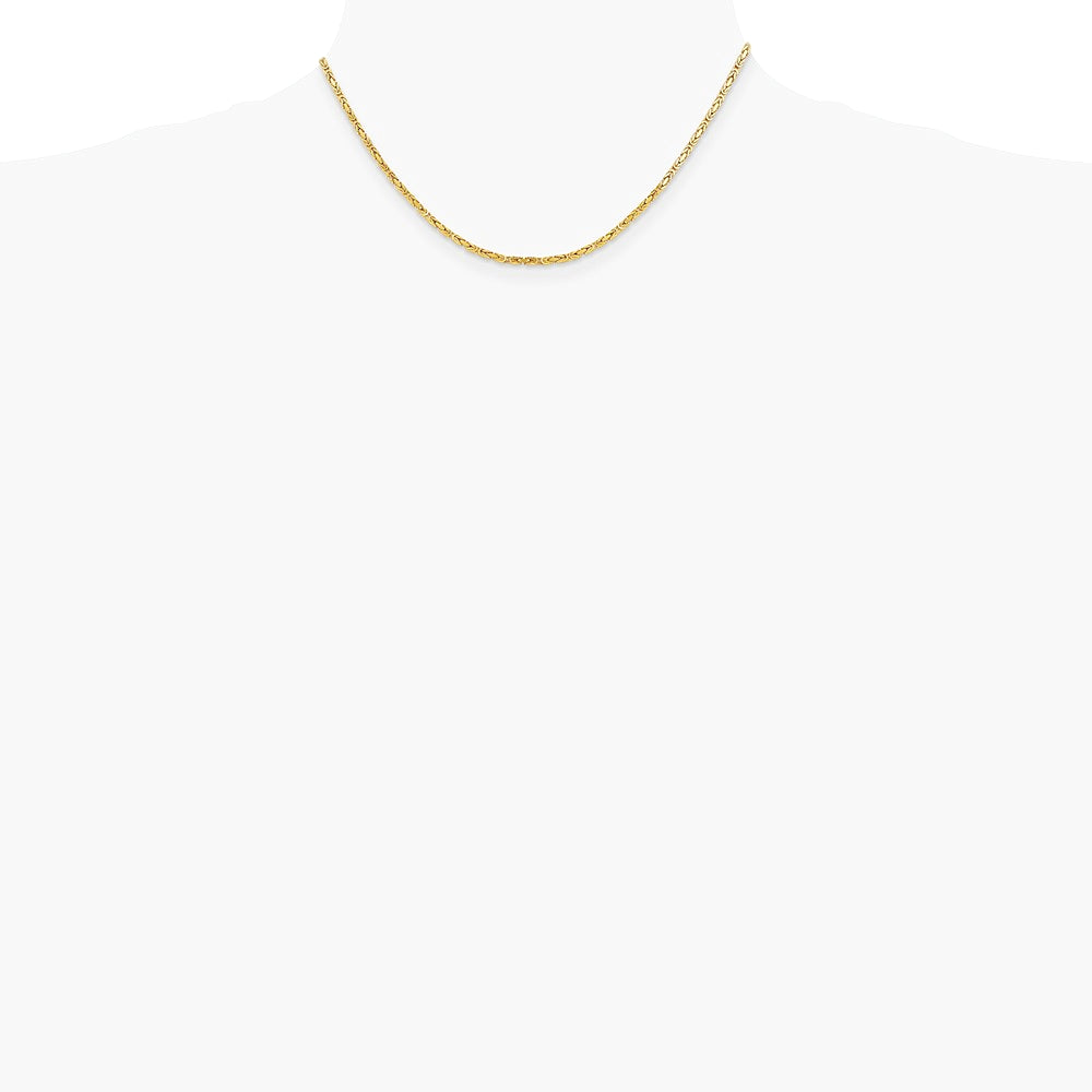 14K Yellow Gold 2 mm Byzantine Chain Necklace 16"-30" - Product Photo