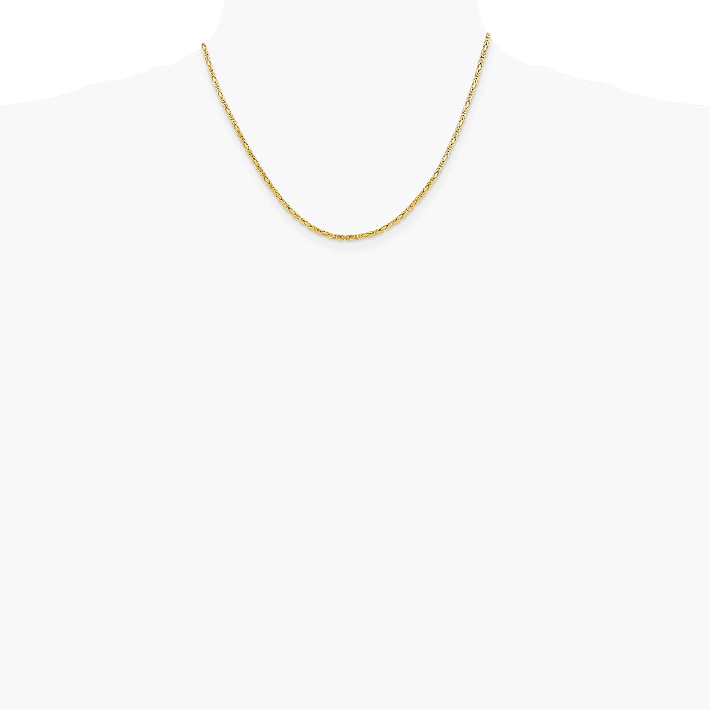 14K Yellow Gold 2 mm Byzantine Chain Necklace 16"-30" - Product Photo