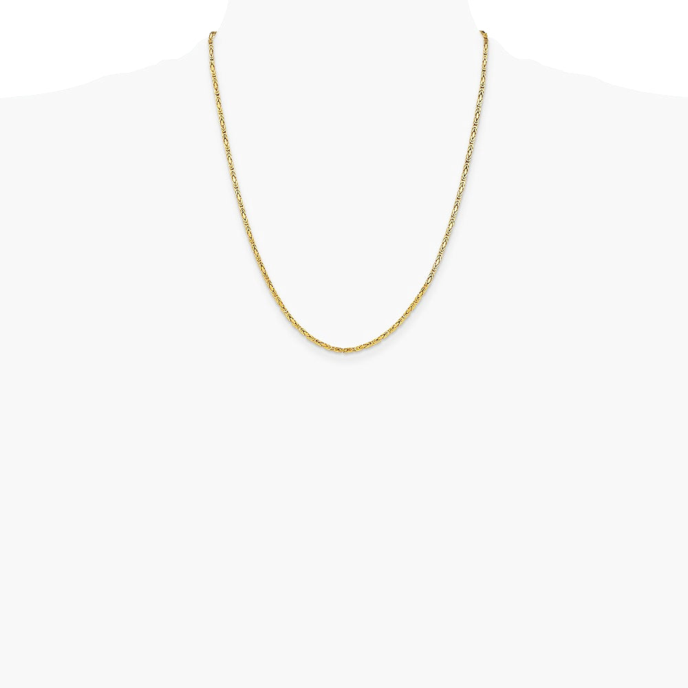 14K Yellow Gold 2 mm Byzantine Chain Necklace 16"-30" - Product Photo