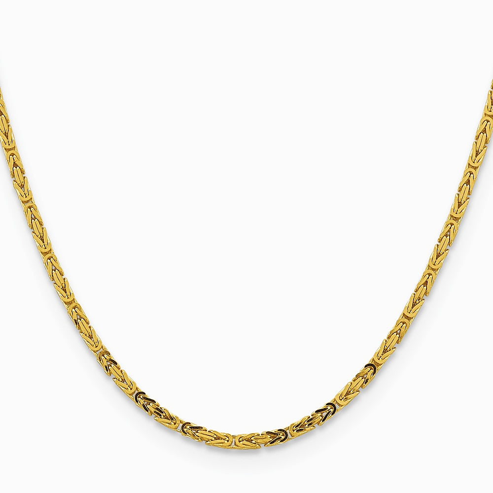 14K Yellow Gold 2.5 mm Byzantine Chain Necklace 16"-30" - Product Photo