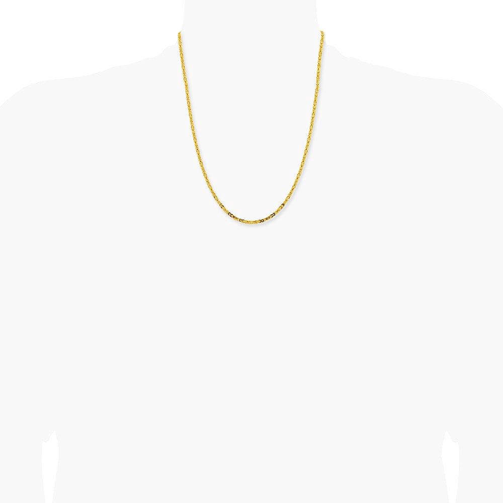 14K Yellow Gold 2.5 mm Byzantine Chain Necklace 16"-30" - Product Photo