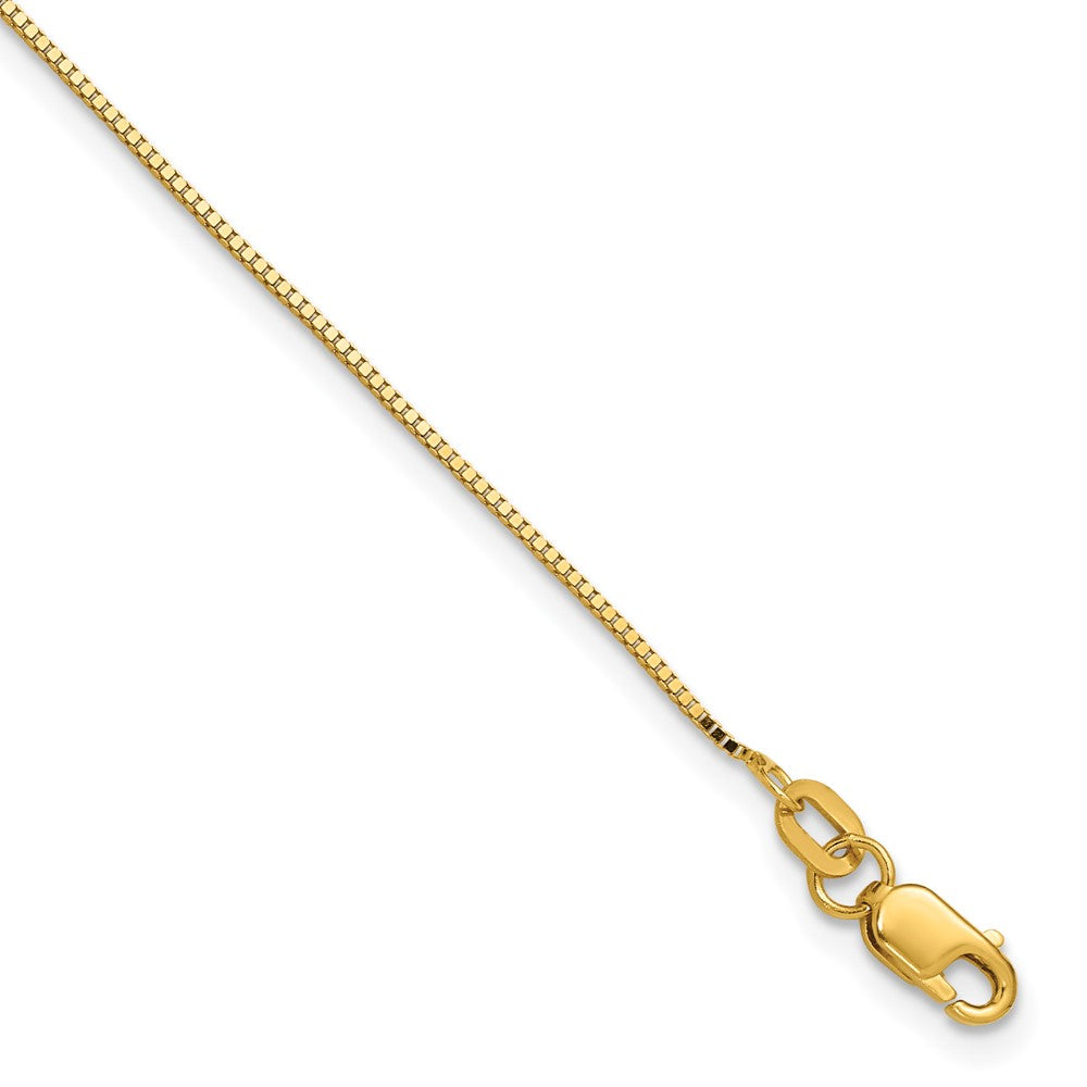 14K Yellow Gold .9mm Box with Lobster Clasp Chain Bracelet 7"-9"