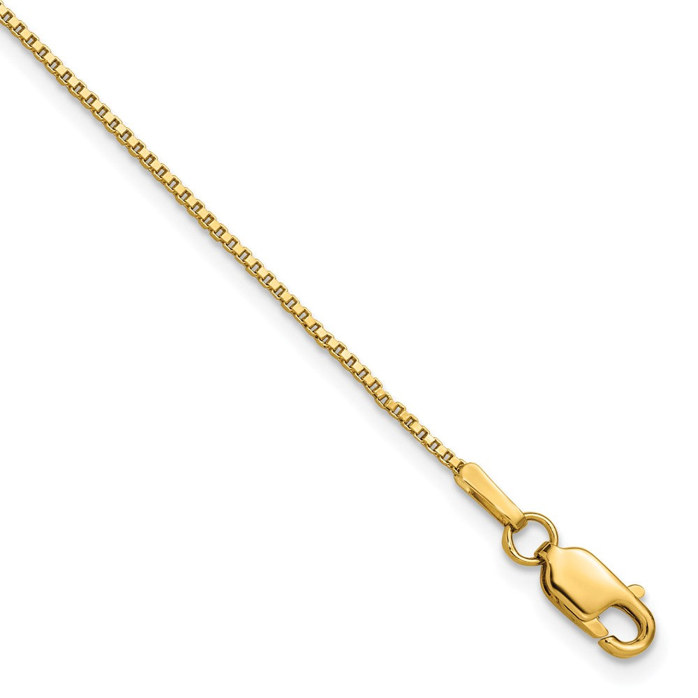 14K Yellow Gold 1mm Box Chain Bracelet 7"-9"