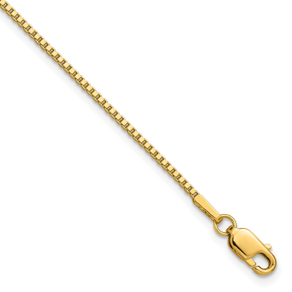 14K Yellow Gold 1.3mm Box Chain Bracelet 7"-9"