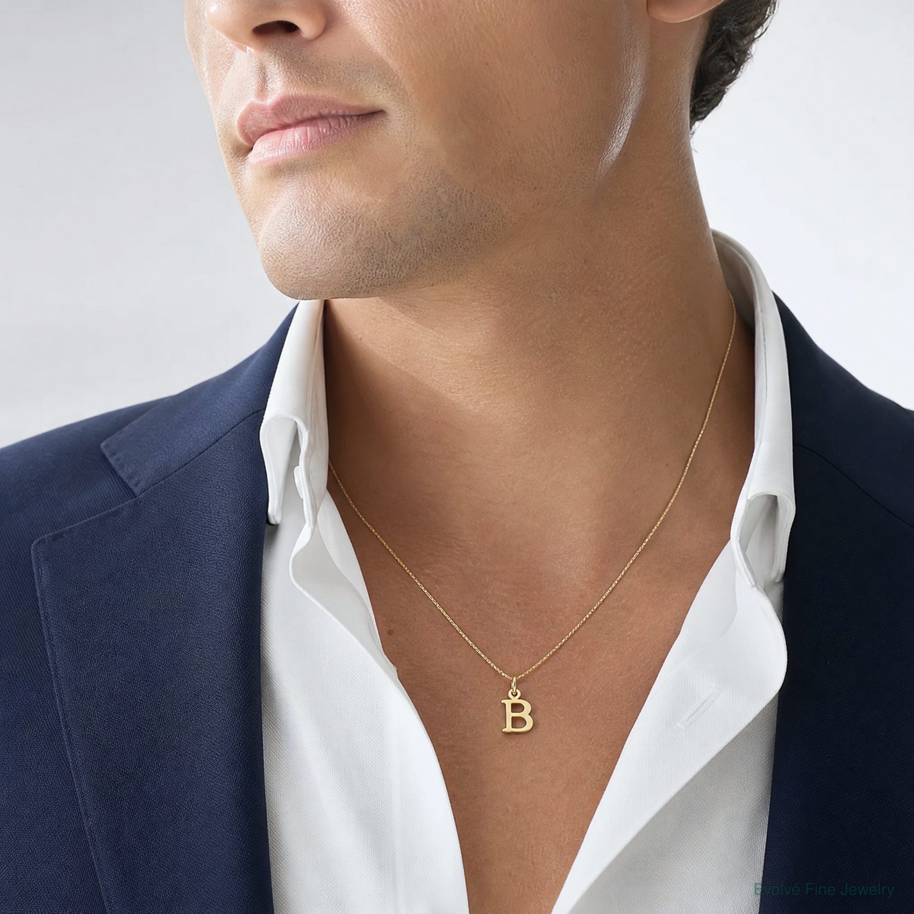 14ky Cutout Letter B Initial Pendant - Model Shot