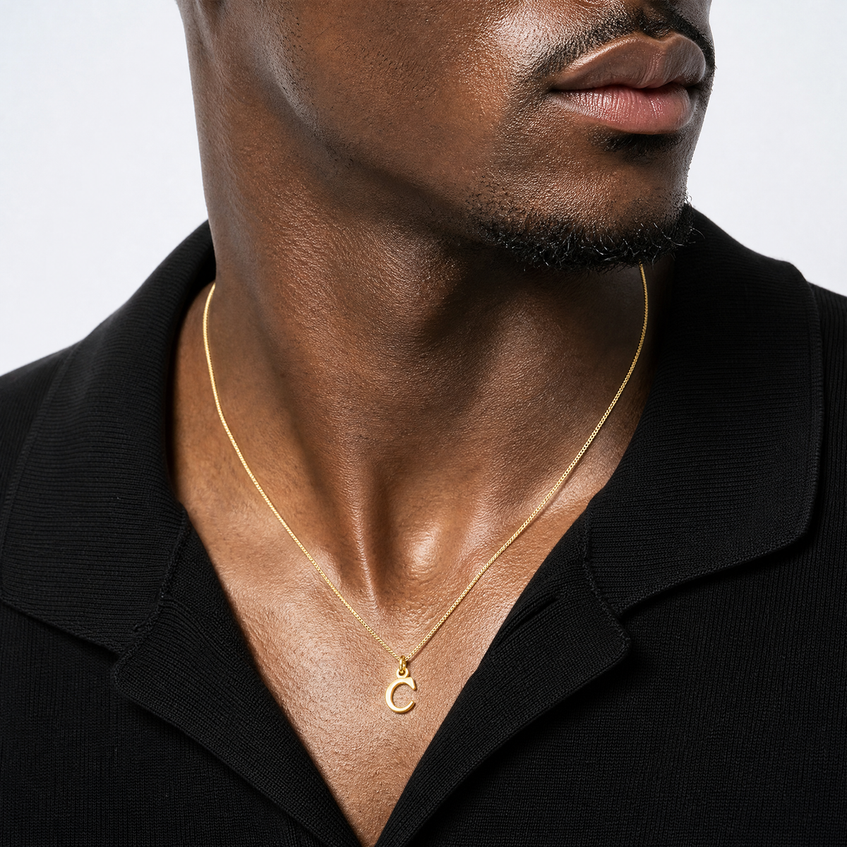 14ky Cutout Letter C Initial Pendant - Model Shot