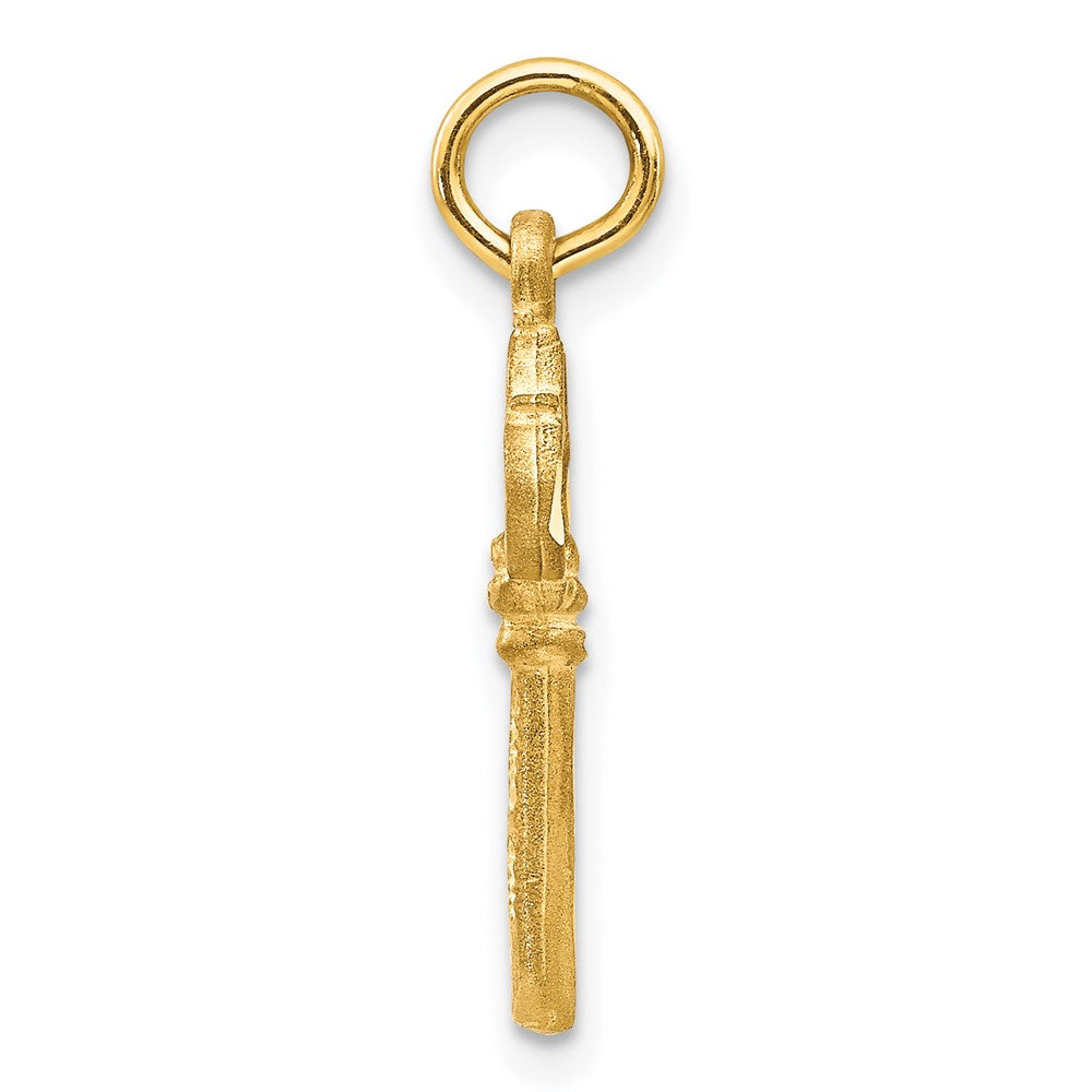 14K Polished Diamond-cut 3D Key Charm - Product Photo