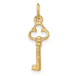 14K Polished Diamond-cut 3D Key Charm - Product Photo