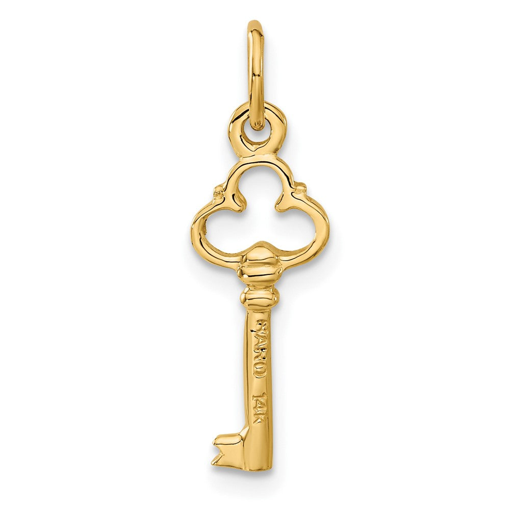 14K Polished Diamond-cut 3D Key Charm - Product Photo