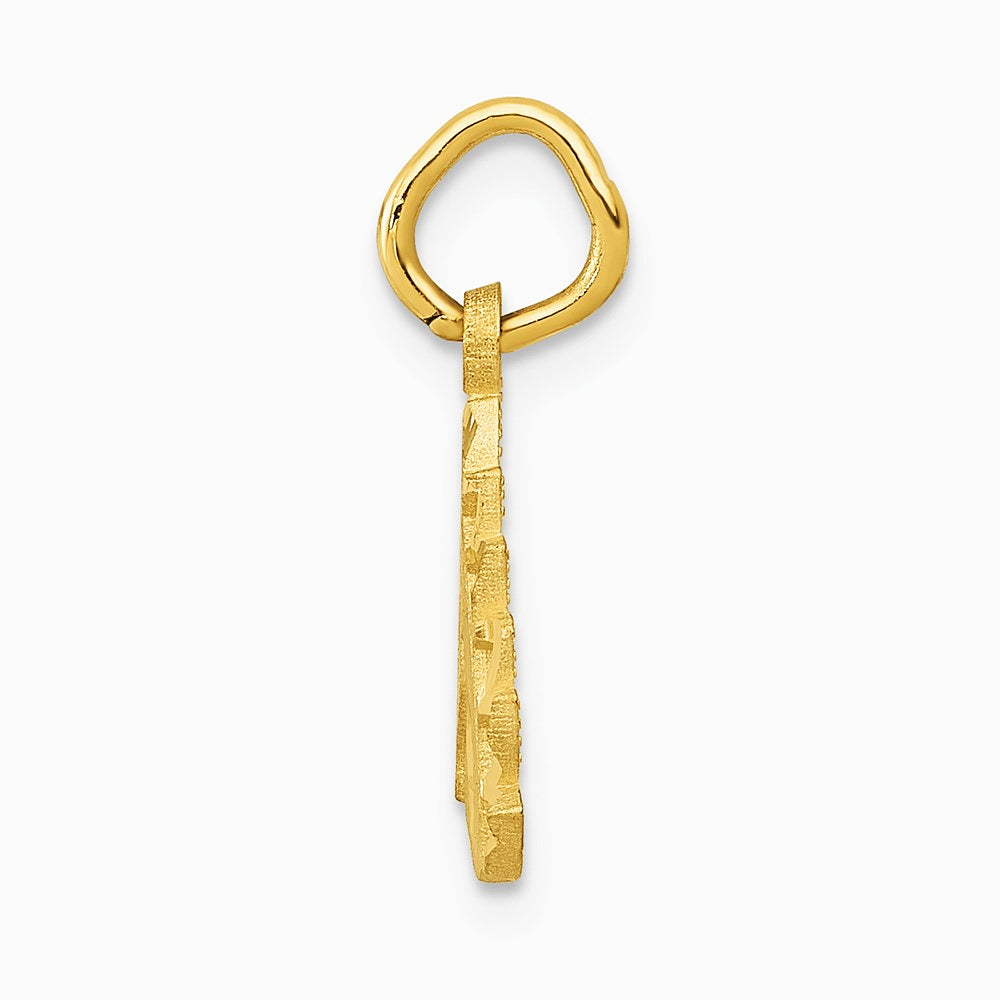 10K / 14K Yellow Gold CZ Filigree Cross Pendant - Product Photo