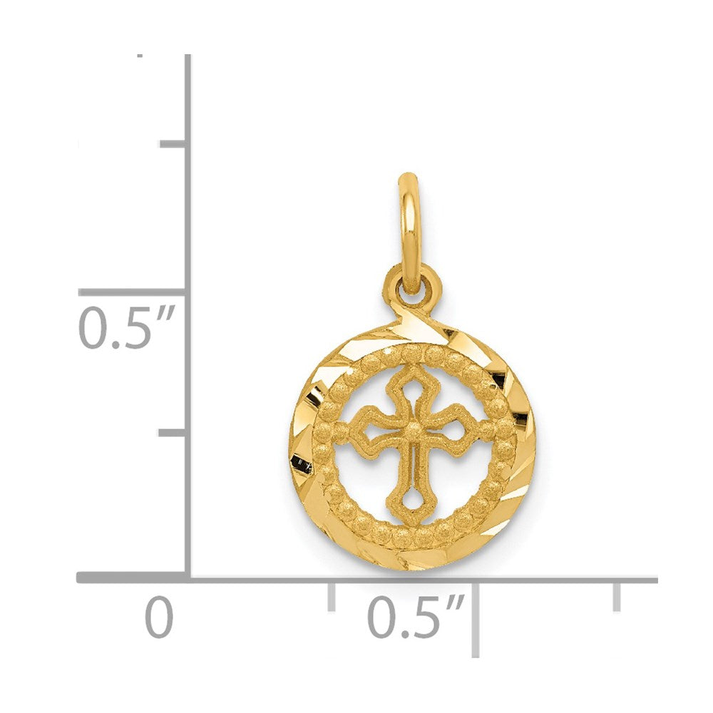 14K Eternal Life Cross in Circle Charm - Product Photo
