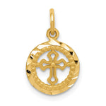 14K Eternal Life Cross in Circle Charm - Product Photo