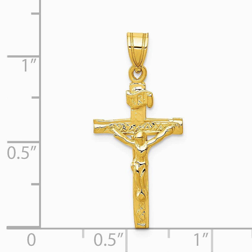 10K / 14K Yellow Gold Polished Solid Cross Pendant - Product Photo