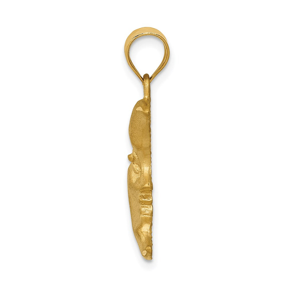 14k Satin Diamond-cut Moon Charm - Product Photo