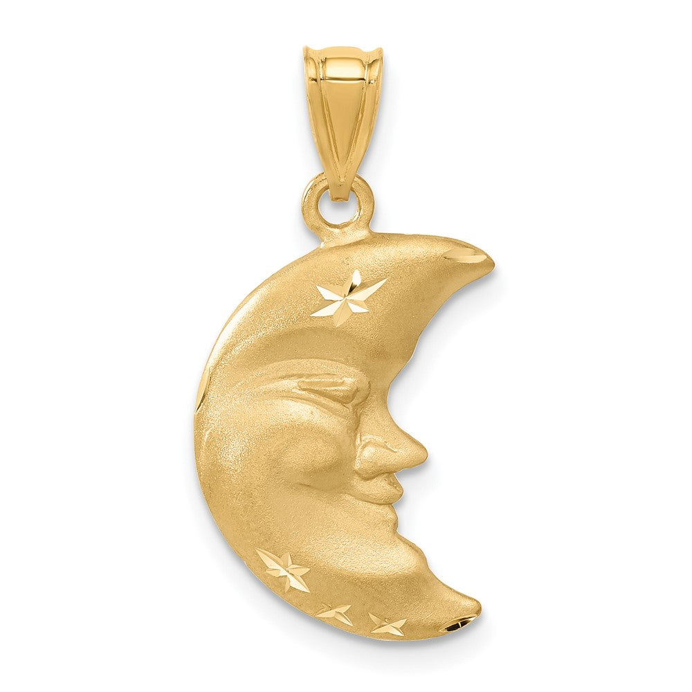 14k Satin Diamond-cut Moon Charm - Product Photo