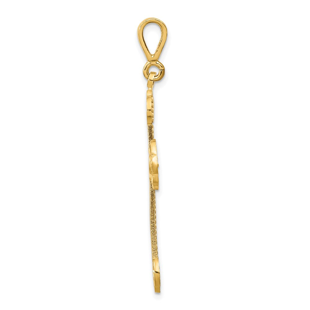 14K Yellow Gold Budded Cross Pendant - Product Photo