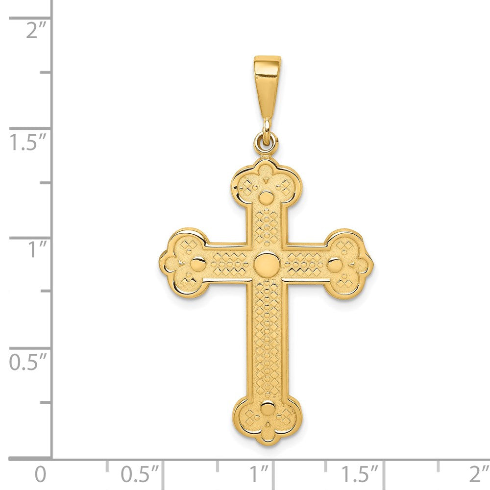 14K Yellow Gold Budded Cross Pendant - Product Photo
