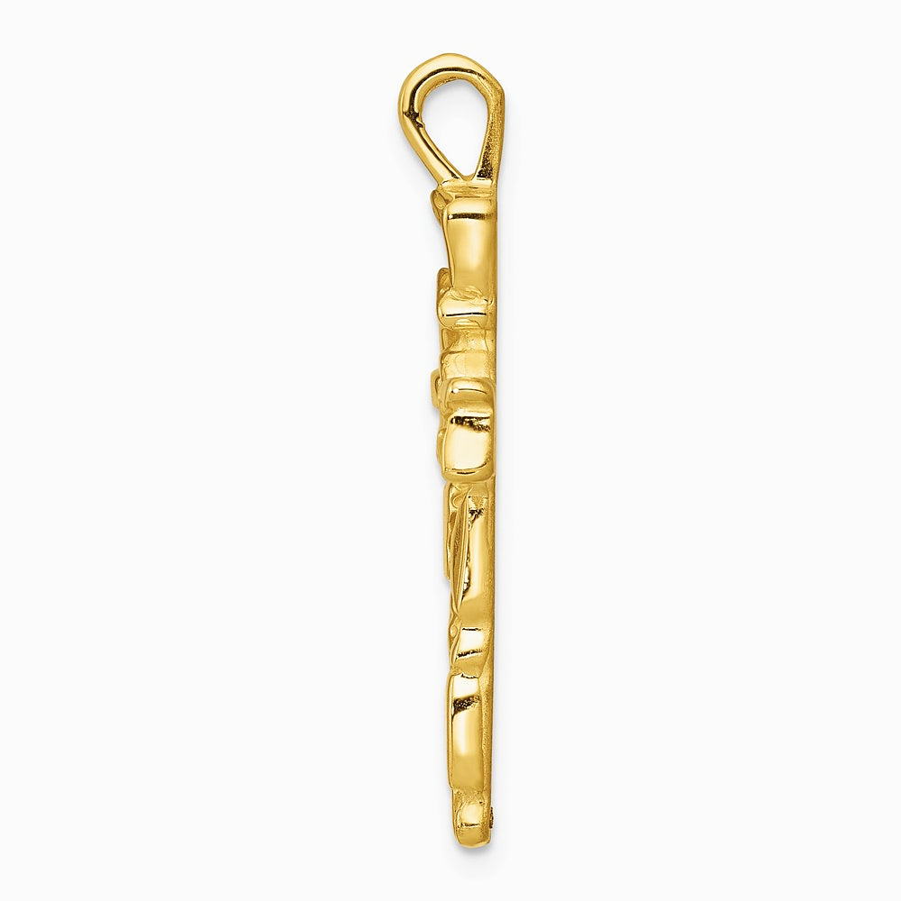 10K / 14K Yellow Gold Nugget Cross Pendant - Product Photo