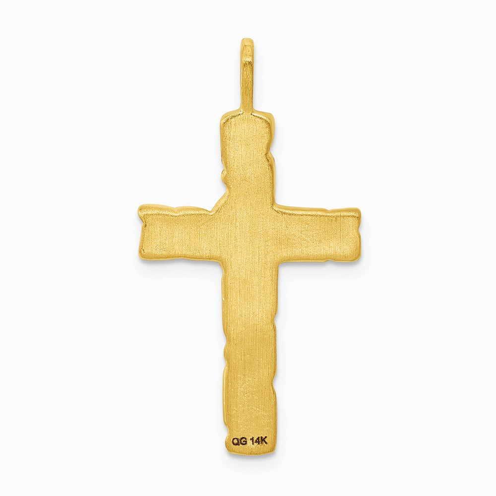 10K / 14K Yellow Gold Nugget Cross Pendant - Product Photo